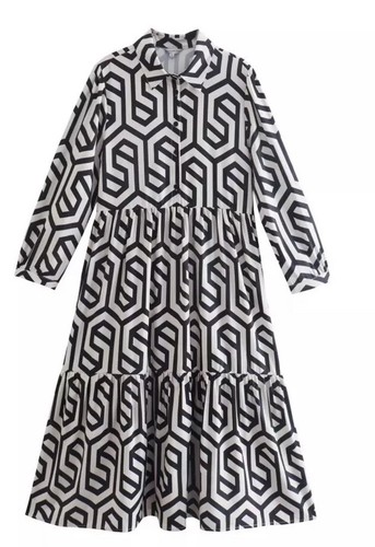 Maxi abito bianco nero - bianco, e